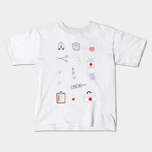 Medical Things Icons Set Cartoon Style Kids T-Shirt